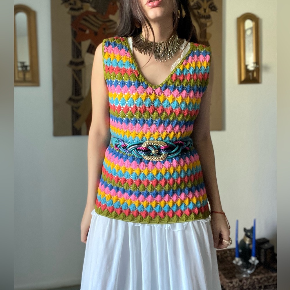 Vintage Koret Crochet Multicolor Vest